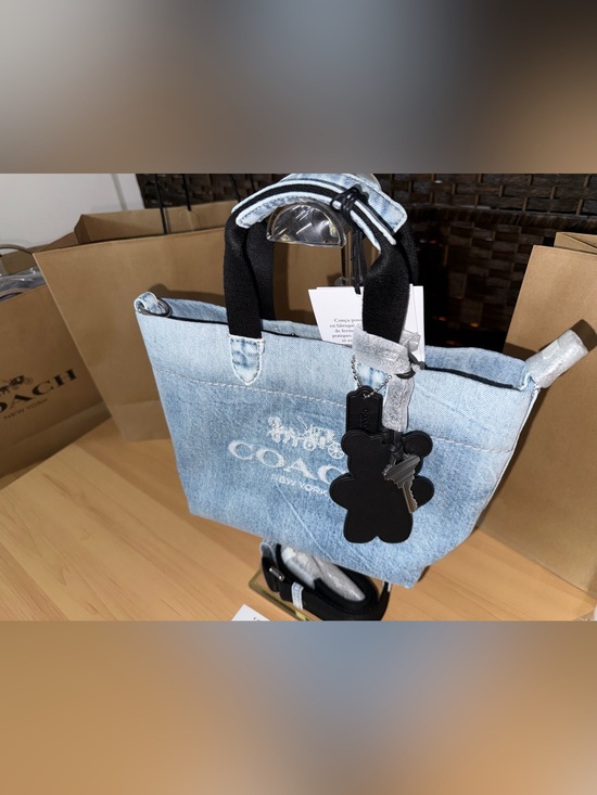 Coach Handbags - Coach Outlet Mini Tour Tote Bag In Loved Denim with charms